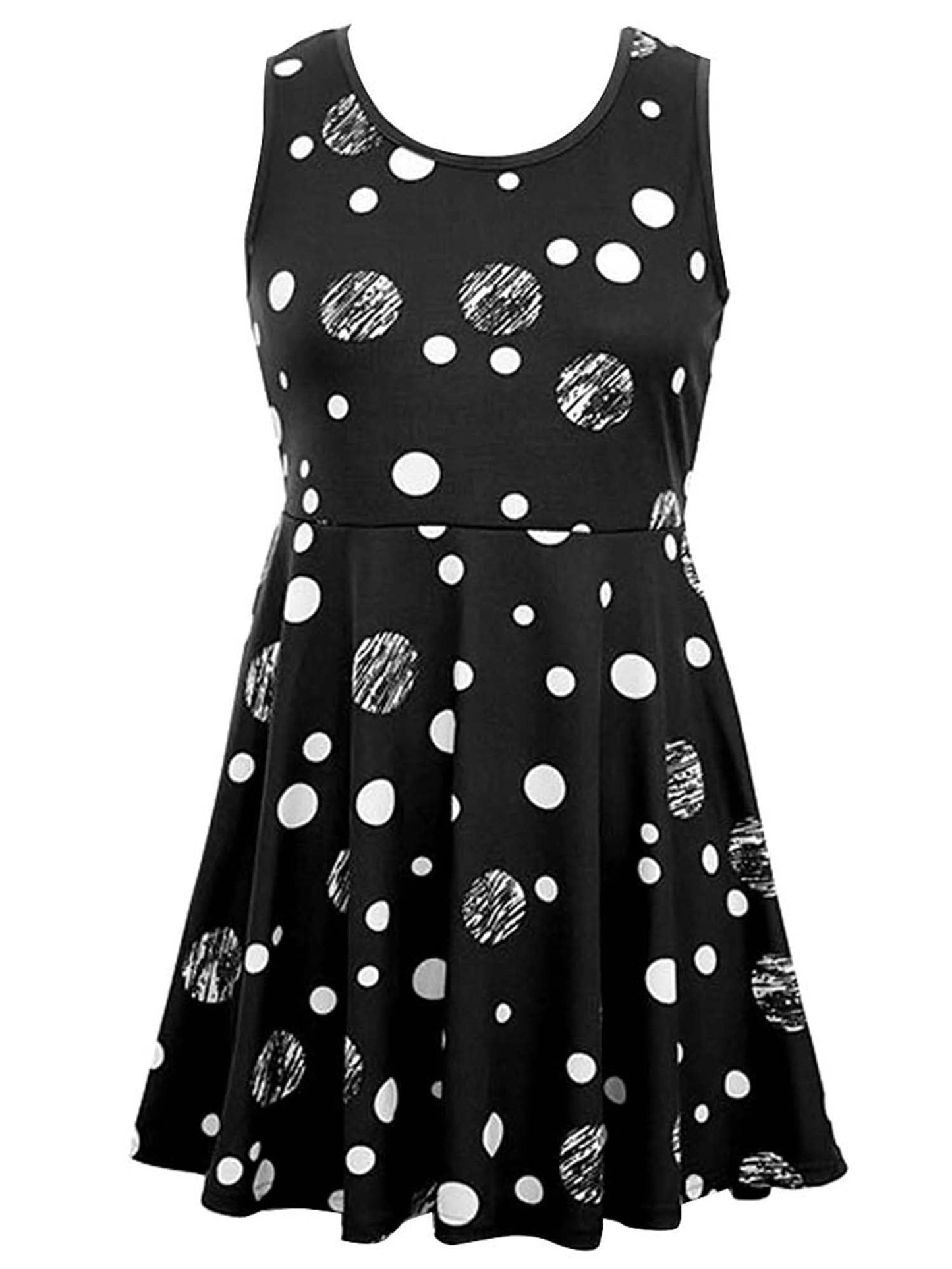 Sleeveless Polka Dot Skater Dress With Empire Waist