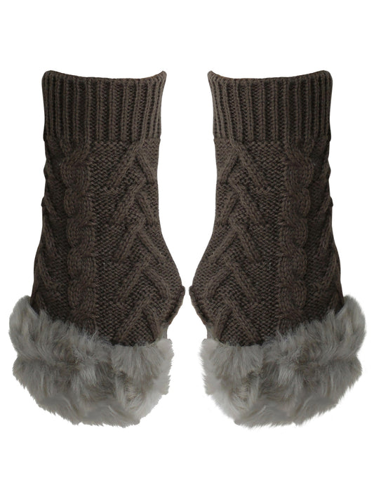 Arm Warmer Gloves With Faux Fur Trim