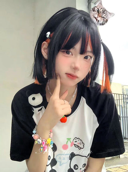 Free Shipping For Hivava Lala Cute Short Black Orange Lolita Wig