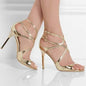 Peep Toe Buckle Cross Strap Cutout Sandals – Women’s Elegant High Heel Party Shoes