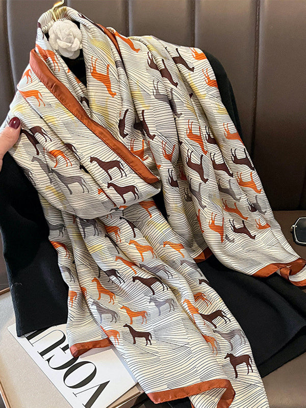 New Fashion Chic Animal Prints Silk Imitation Warm Shawl&Scarf-Homeundewear