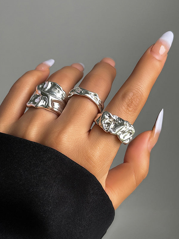 Geometric Three Pieces Solid Color Rings Accessories