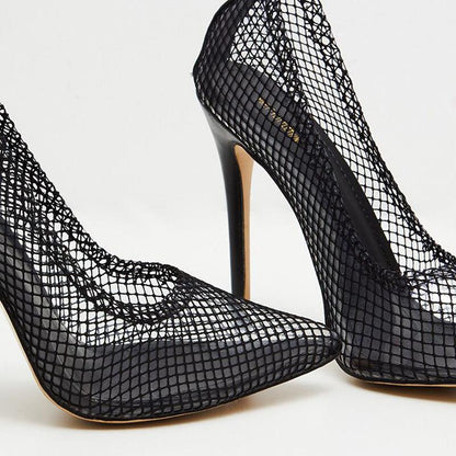 Sexy Mesh Cutout Pointed Toe Stiletto Heel Pumps