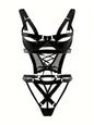 1pc Women'S Sexy Lingerie Bodysuit with Cross Straps & Cut-Out Design - Blue, Adjustable Straps, Tight-Fitting, Perfect for Adult Entertainment, Adult Entertainment Attire|Sleek Lingerie|Adjustable Straps
