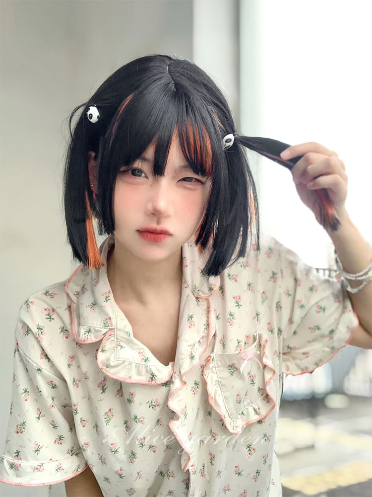 Free Shipping For Hivava Lala Cute Short Black Orange Lolita Wig