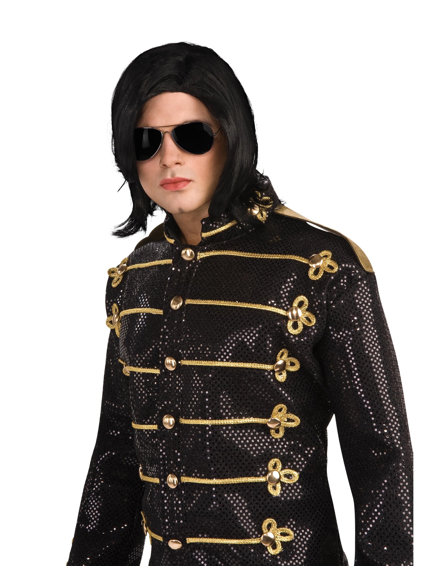 Free Shipping For Adult Michael Jackson Black Glasses and Wig Kit