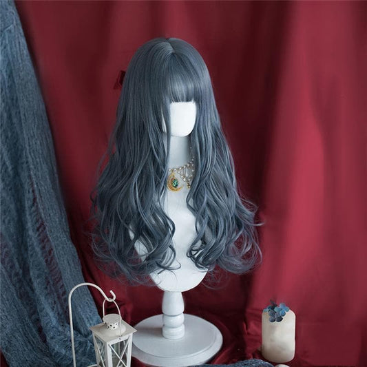 Free Shipping For Hivava Lolita Fog Blue Long Curly Wig