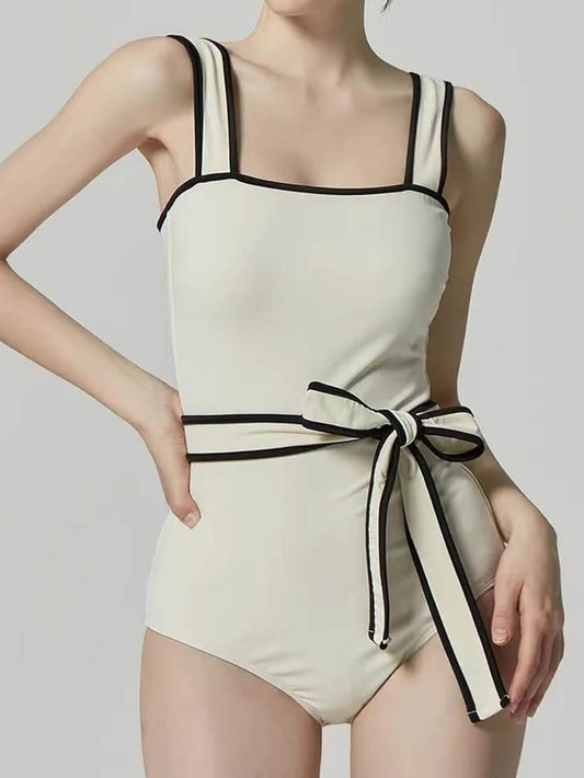 Sunbeam Contrast Belted One Piece Swimsuit