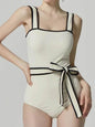 Sunbeam Contrast Belted One Piece Swimsuit