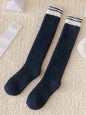 New Fashion Original Coral Fleece Keep Warm Contrast Color Striped Socks Accessories-Homeundewear