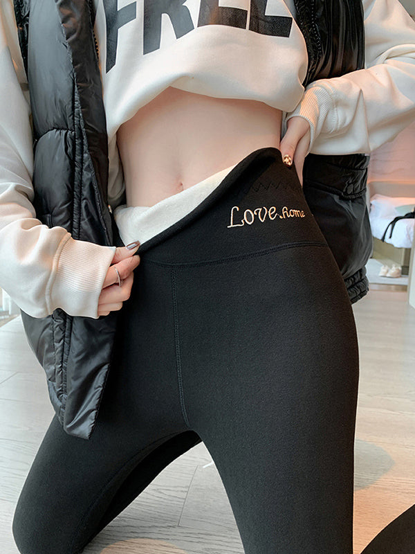 Simple Velvet Keep Warm Solid Color Leggings