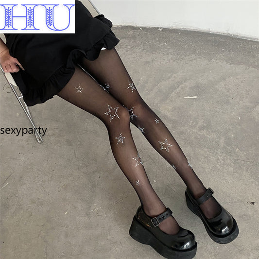 Sexy Hot Diamond Five pointed Star Pantyhose