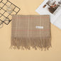 Imitation Cashmere Lattice Warm Tassled  Shawl Scarf