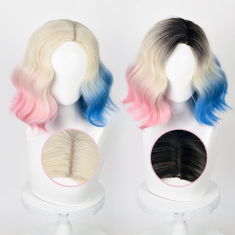 Free Shipping For Hivava Wednesday Enid Sinclair Blonde Gradient Pink Blue Cosplay Wig