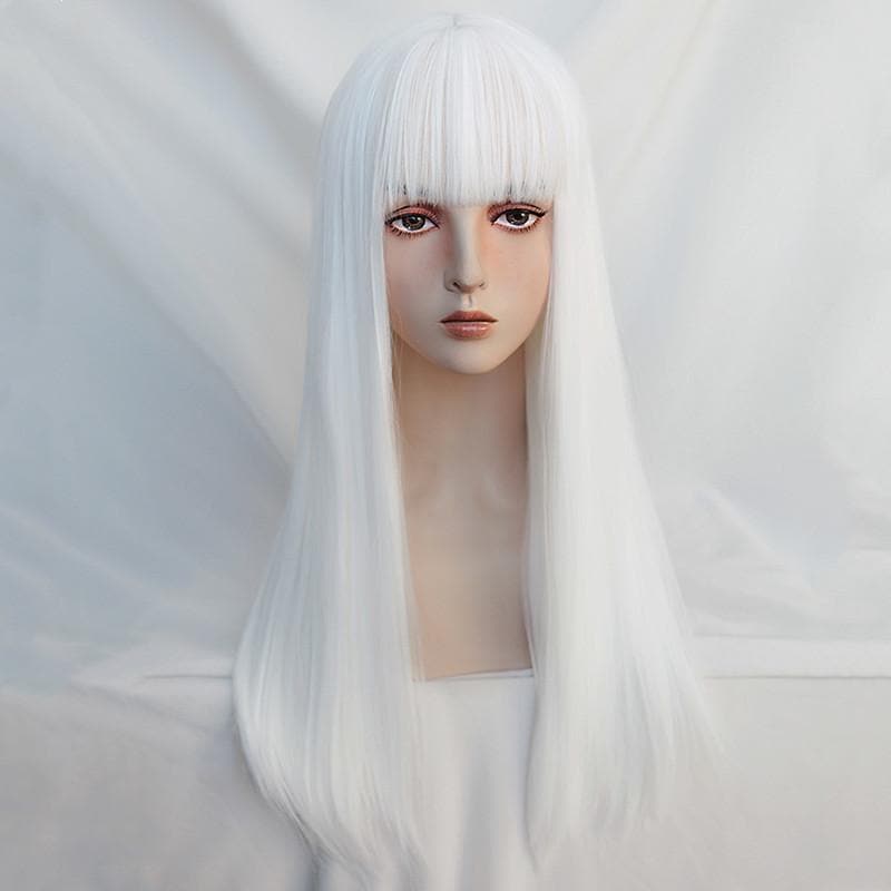 Free Shipping For Hivava White Harajuku Gothic Girl Long Wig