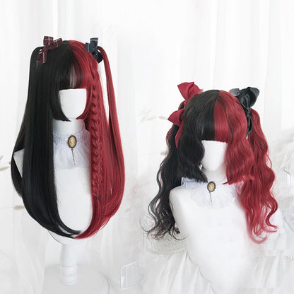 Free Shipping For Hivava 65CM Black Mixed Red Gothic Lolita Cosplay Wig