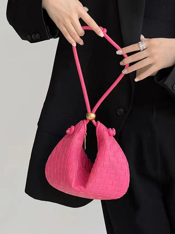 Geometric Split-Joint Woven Zipper Handbags Bags