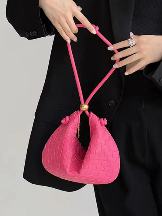 Geometric Split-Joint Woven Zipper Handbags Bags