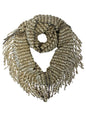 Striped Winter Infinity Scarf With Fringe