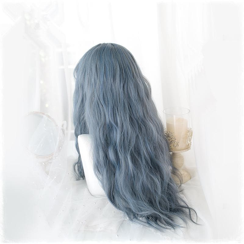 Free Shipping For Hivava Lolita Blue Gray Wavy Long Curly Wig