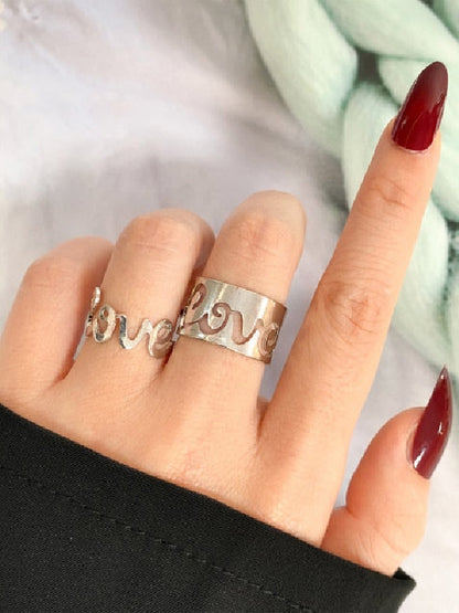 Punk Letter Shape Rings Accessories-Homeunderwear