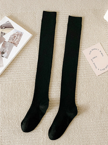 Casual Wool Solid Color Over The Knee Stockings Accessories-Homeunderwear