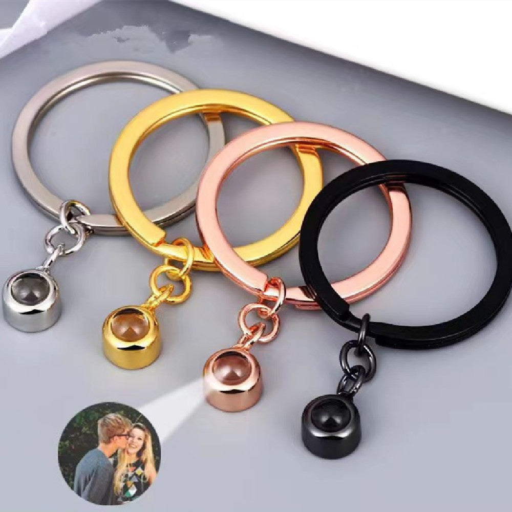 Free Shipping ForPersonalized Photo Projection Key Chain Simple Custom Picture Small Circle Keyring For Women Men Memory Birthday Christmas Gift