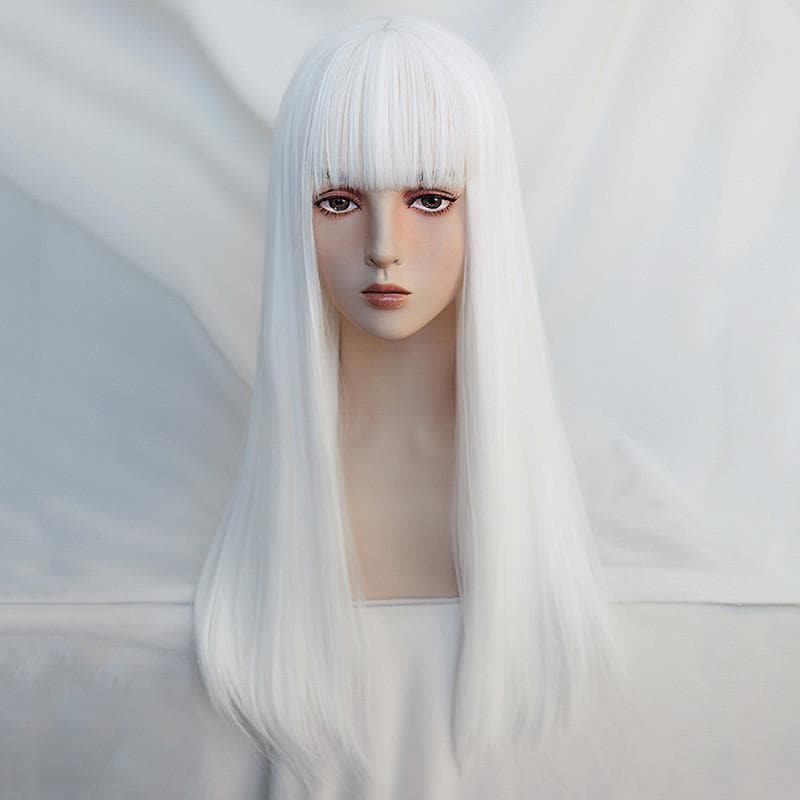 Free Shipping For Hivava White Harajuku Gothic Girl Long Wig