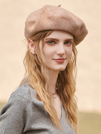 Simple Wool Solid Color Beret Hat-Homeunderwear