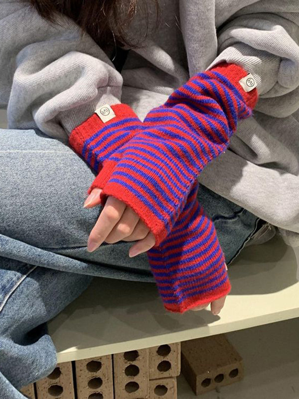 Casual Keep Warm Striped Gloves Accessories-Homeunderwear