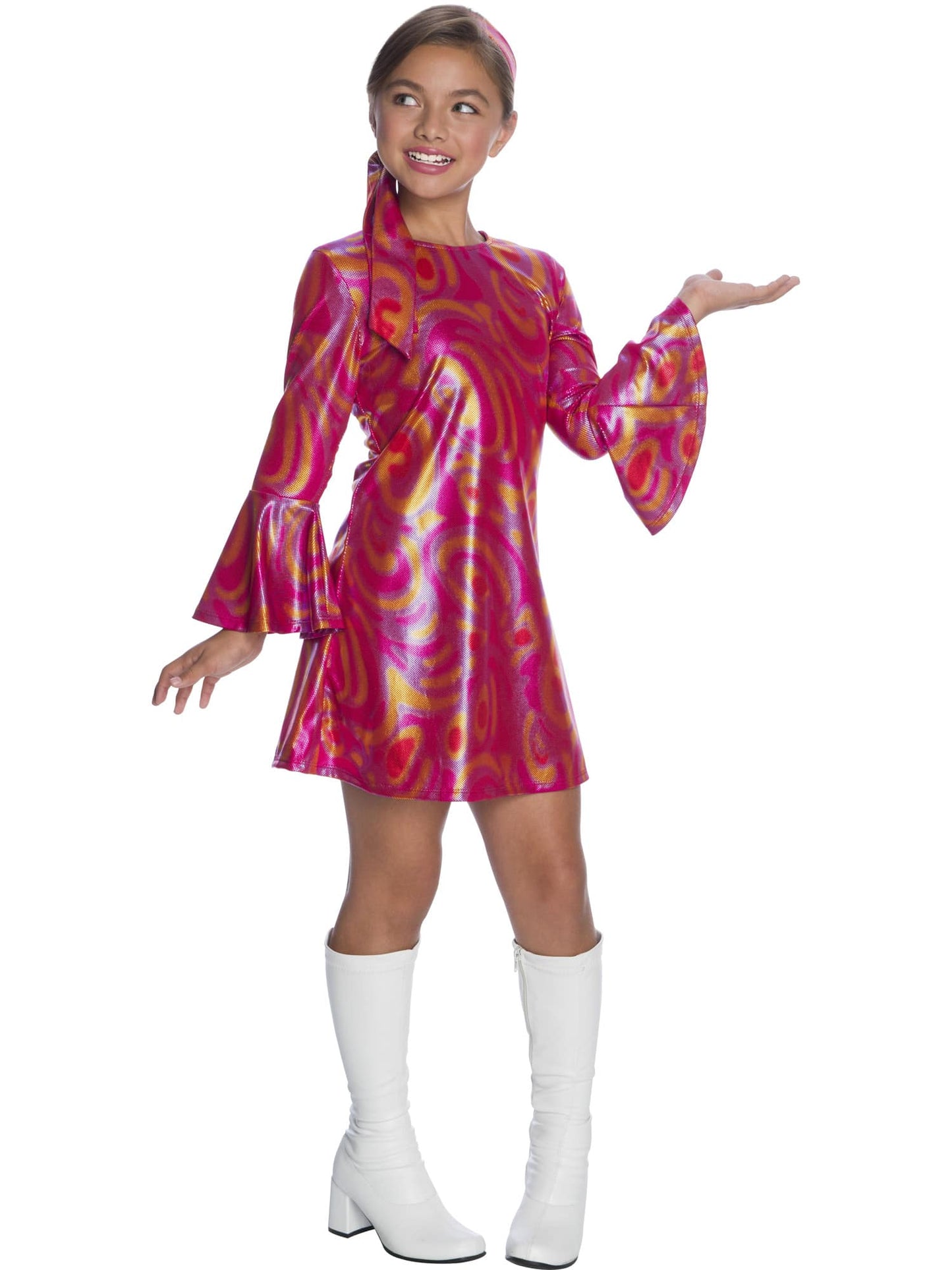 Free Shipping For Girls' Fuchsia Swirl Disco Diva Costume