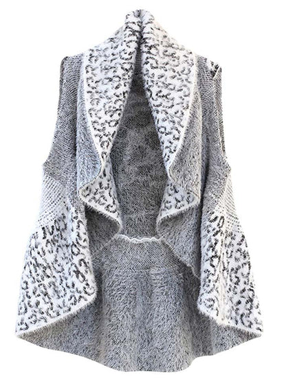 Animal Print Fuzzy Knit Sweater Vest