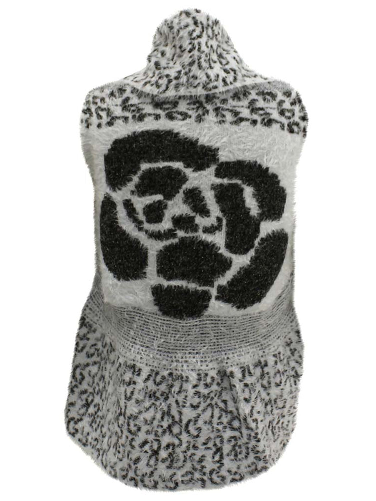 Animal Print Fuzzy Knit Sweater Vest