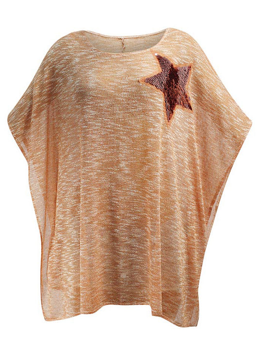 Sheer Oversize Top With Sequin Star