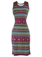 Pink Multicolor Aztec Print Sleeveless Summer Dress Size Small