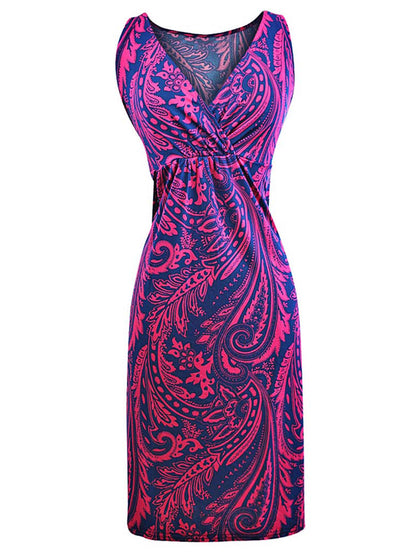 Sleeveless Paisley Print Bohemian Sundress