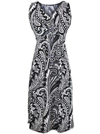 Sleeveless Paisley Print Bohemian Sundress