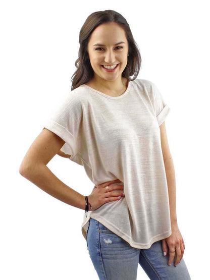 Heathered Knit Tie-Back Tee Top