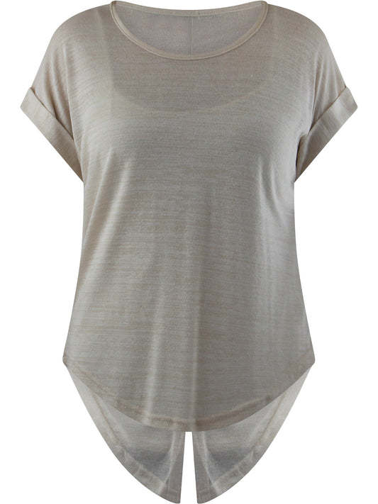 Heathered Knit Tie-Back Tee Top