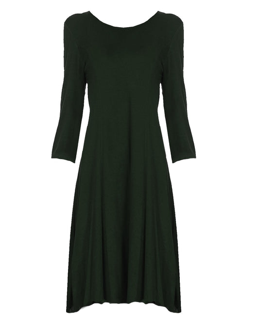 Jersey Knit Long Sleeve Flared Swing Dress