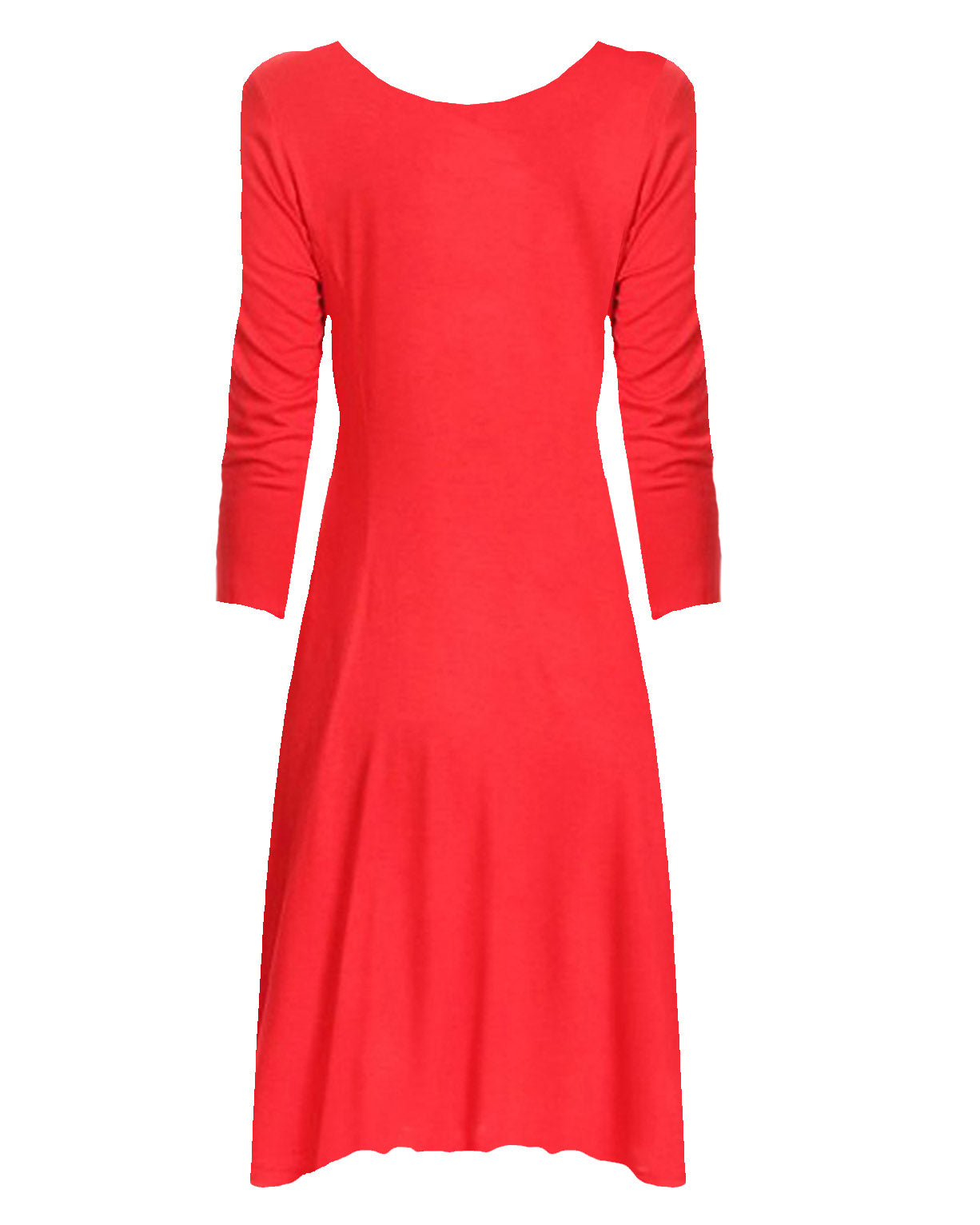 Jersey Knit Long Sleeve Flared Swing Dress