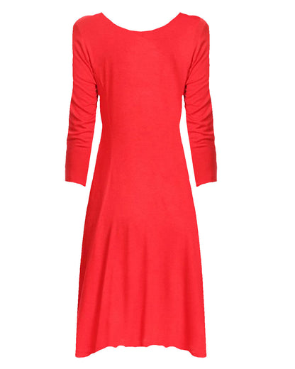 Jersey Knit Long Sleeve Flared Swing Dress