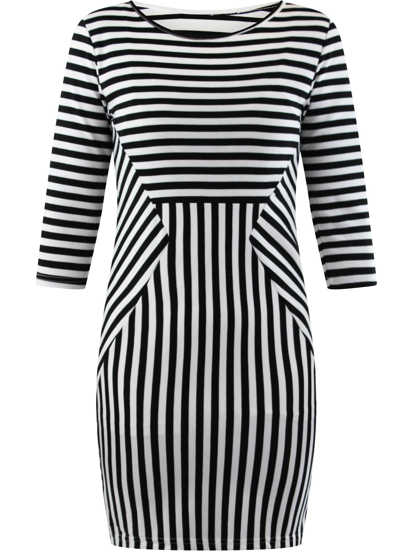 Black And White Striped Womens Bodycon Dress