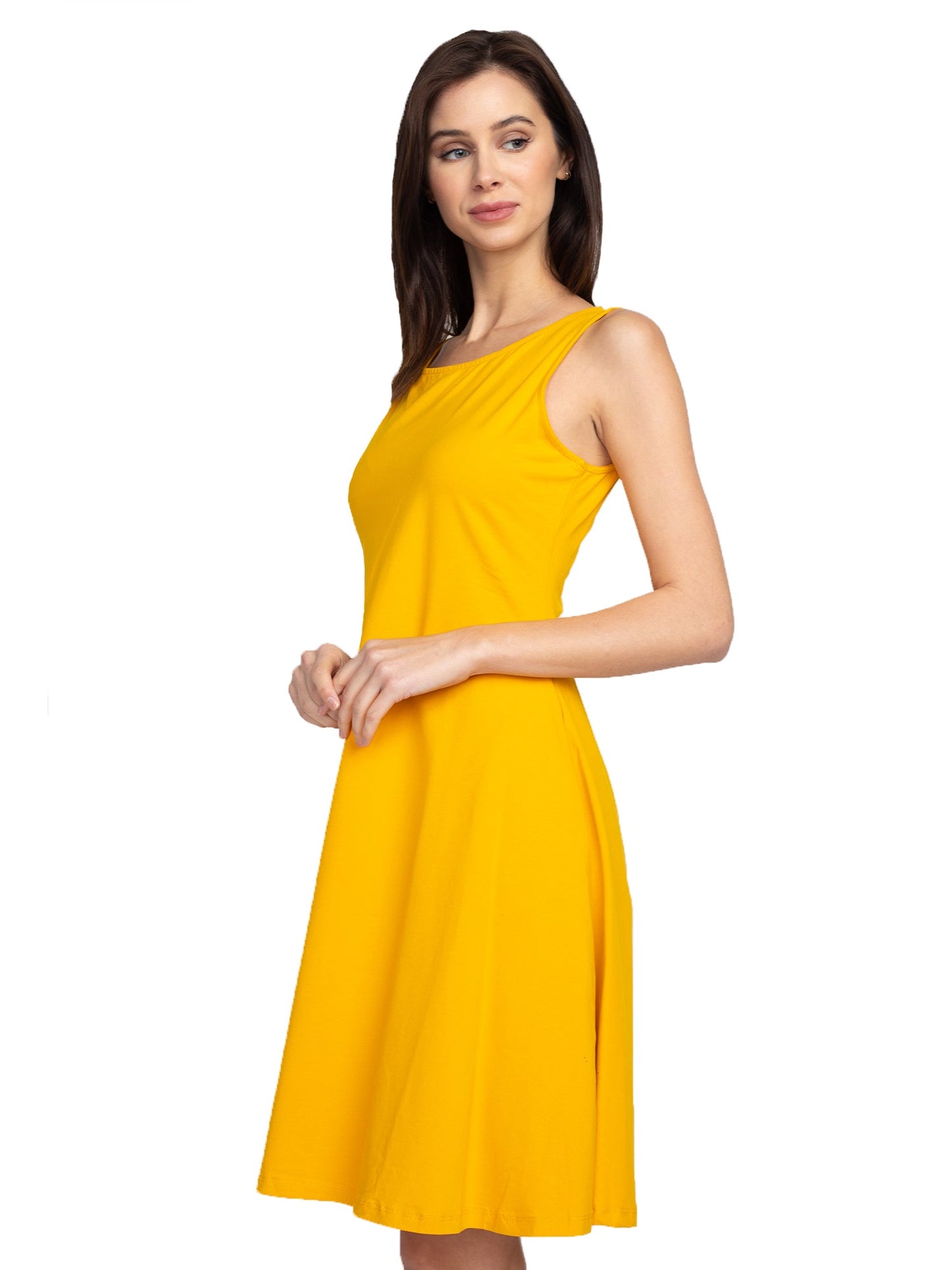 Simple Womens A-Line Sleeveless Dress With Pockets