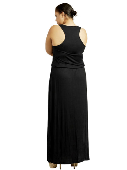 Womens Plus Size Elastic Waist Long Light Summer Dress