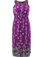 Floral Print Plus Size Sun Dress With Jeweled Neck