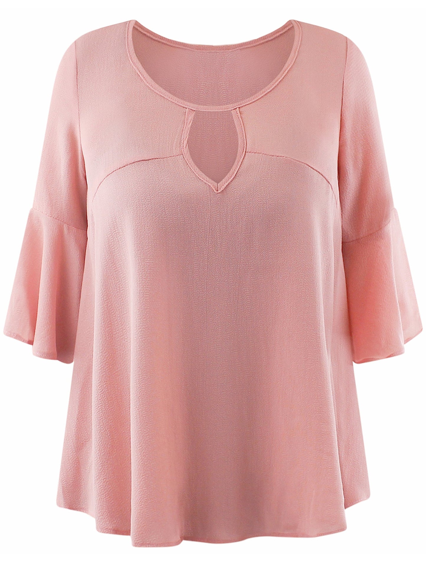 Womens Blush Pink Relaxed Fit Blouse Top With Bell Sleeves Size Small