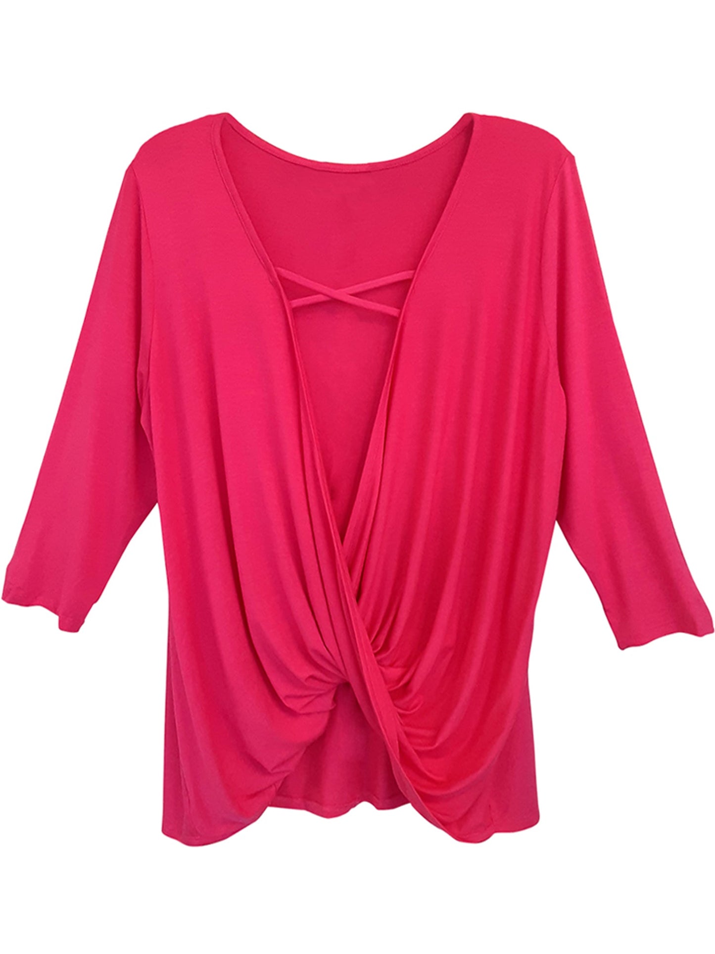 Fuchsia Twisted Drape Plus Size Top Size XX-Large