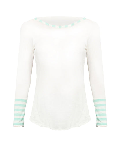 White Top With Striped Sleeves