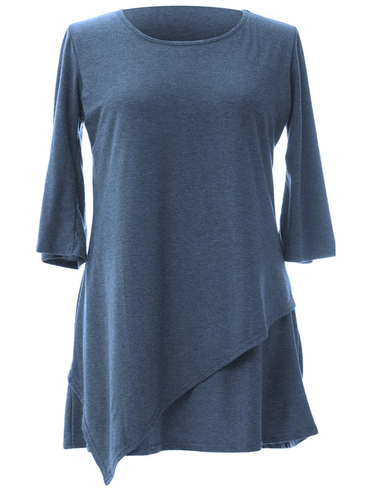 Three Quarter Sleeve Plus Size Paneled Tunic Top